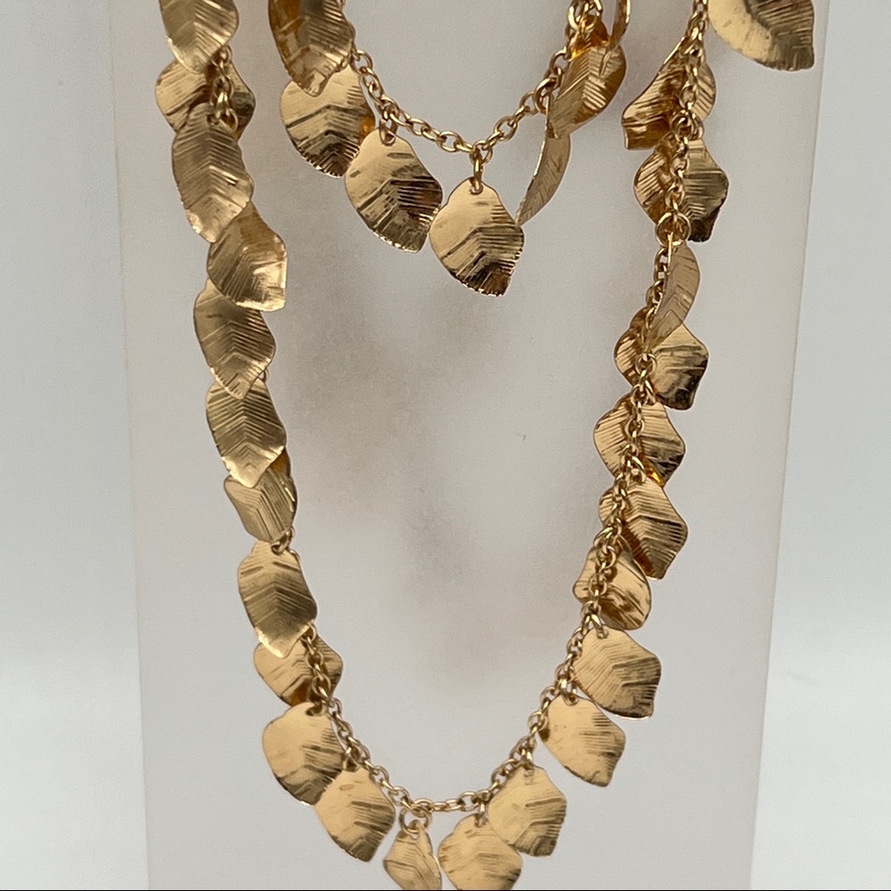 LAST CHANCE: Gold-Tone Twinkling Leaf Super Long Wrap Necklace - 59” - Picture 2 of 4